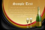 Celebration Design with Champagne Bottle, Glasses and Sample Text